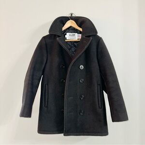 Schott NYC U.S. 740N Classic Melton Wool Navy Pea Coat In Black Men’s Size S